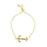 Autumn Style Gold Zirconia Bracelet&bangle Women's Rainbow Shell Bracelet Luxury Adjustable heart eye snake chain Bracelet
